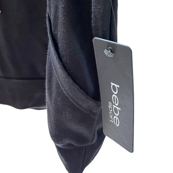 NWT Bebe black hoodie with colorful stripes size L - Picture 3 of 10